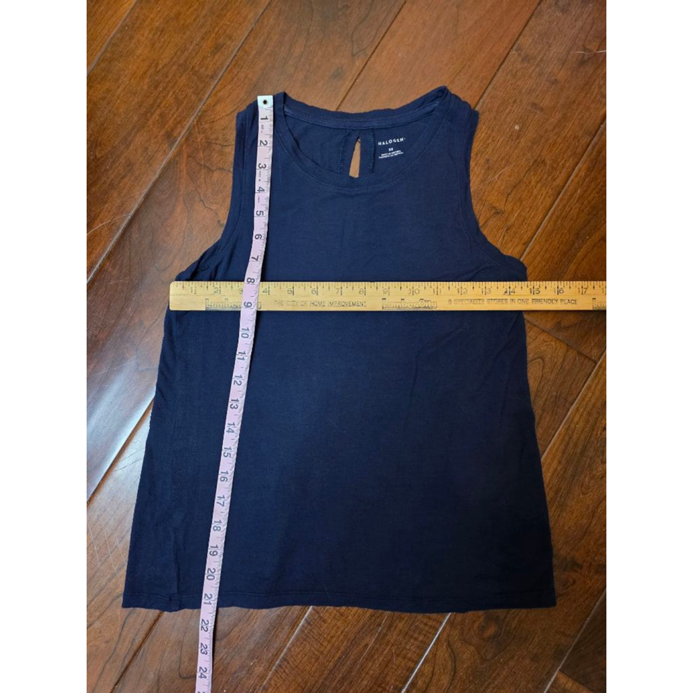 HALOGEN Navy Tank Top with Keyhole Back, XS lightweight layering